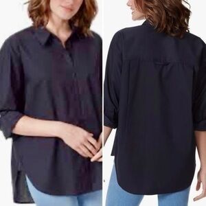 N/W TAGS BLACK GLORIA VANDERBILT AMANDA WOMANS BUTTON-FRONT SHIRT SIZE 3X